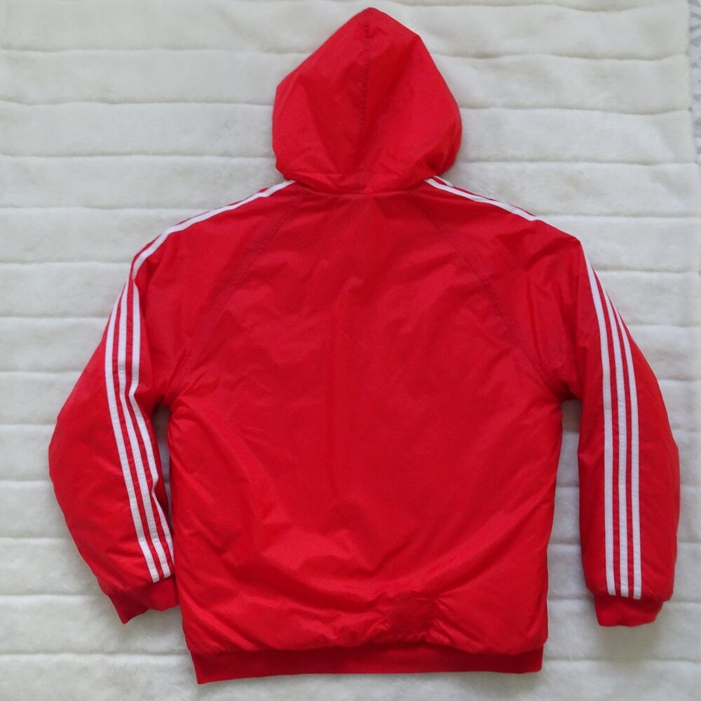 Adidas Men's Jacket Medium Red Vintage Reversible Trefoil Windbreaker Sweatshirt - Picture 3 of 10